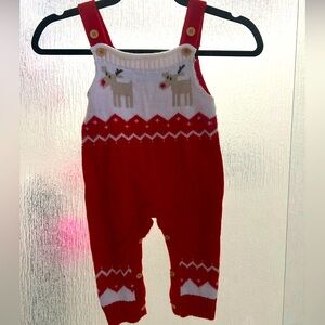 Beautiful 1 of a kind handmade reindeer overalls! Adjustable button straps!